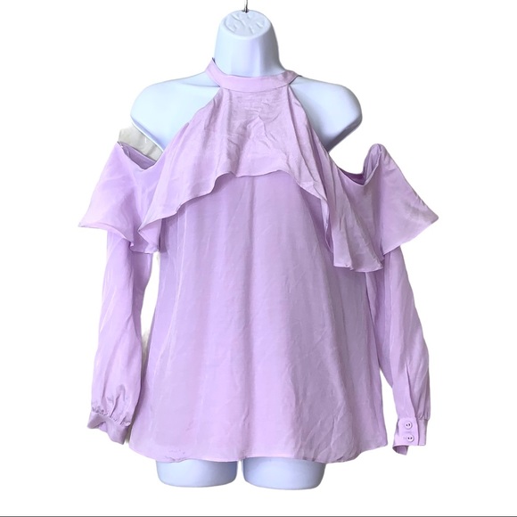 L'Academie by Revolve Blouse Cold Shoulder Purple - Picture 1 of 8